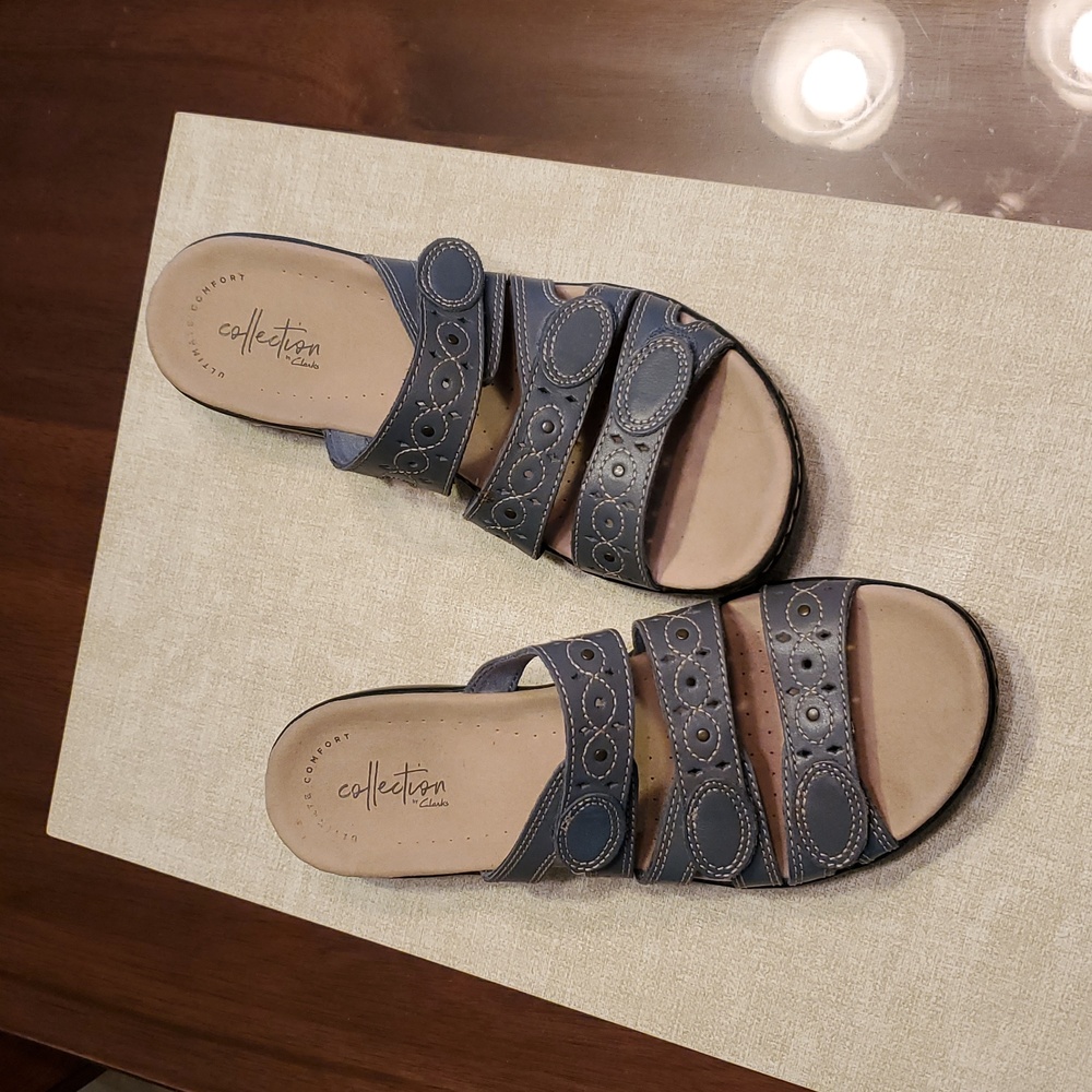 Clarks Gray Strappy Sandals